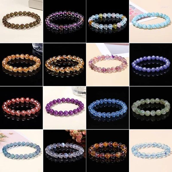 Strand JD Natural Stone Natural Citrine Charoite Florite Bracciale per perline Fluit Women Fine Gemstone Energia Stretch Energy Healing Bangles Gioielli