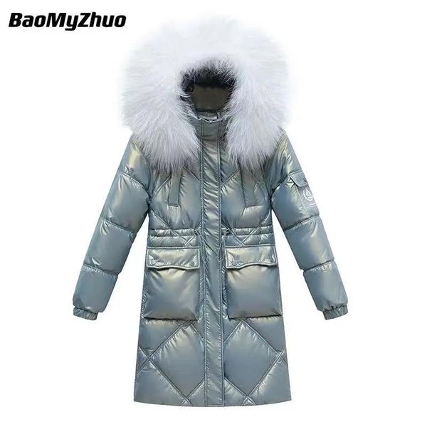 Jacken Winter warme Kapuze Long Down Jacket Coat Frauen 2021 Vintage Übergroße Farbe Lambswool Dicke gepolsterte Jacken Oberbekleidung