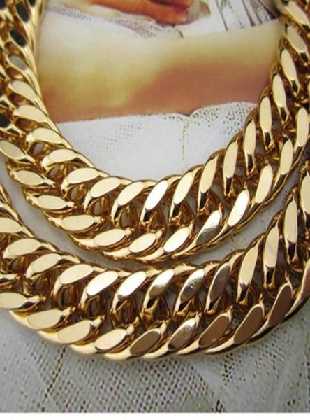 Catena pesante robusta da 12 mm in oro giallo 18 carati riempito con doppia catena a catena solida Collana da uomo con gioielli Hip Hop Gift3451279