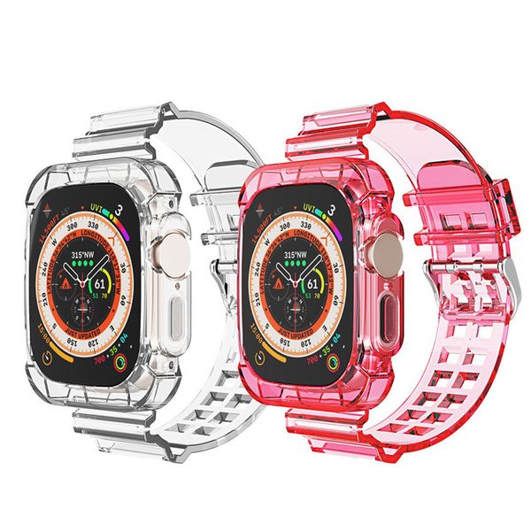 Hülle+Riemen für Apple Watch Band 44mm 40 mm 45 mm 41 mm 42 mm 38 mm Zubehör transparentes Silikonarmband IWatch Serie 8 3 6 Se 200pcs