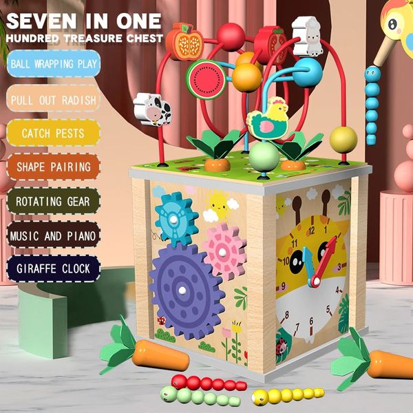 Montessori in legno giocattoli per bambini multifunzione in rilievo scatola del tesoro in età prescolare blocchi di costruzione per bambini prima educazione giocattoli per bambini 231225