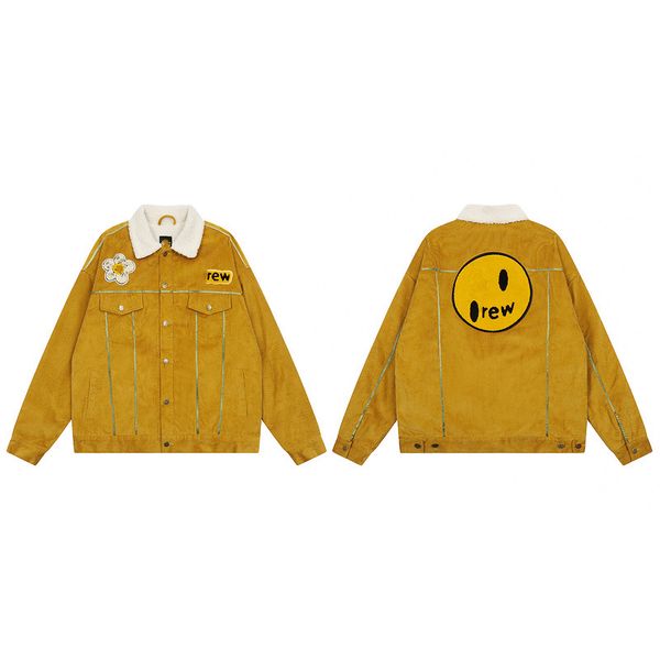 Designerjacke bestickte Smiley Sonnenblumenbuchstaben Logo Freier Trend Cord Cord Cord Mant