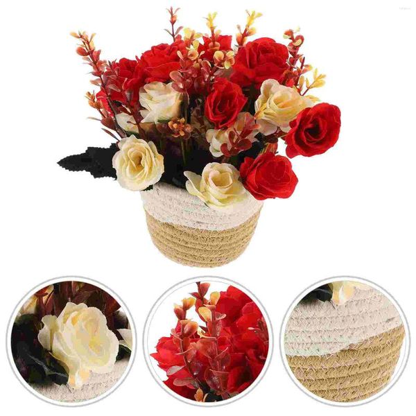 Fiori decorativi piccoli decorazioni in vaso pianta pianta piante di fiori di fiori di fiori ornamenti falsi bouquet bonsai artificiale rattan in vasi