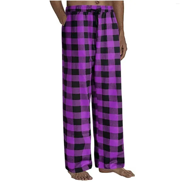 Abbigliamento per il sonno maschile indossare pantaloni da lavoro casual straght pantaloni di cotone morbido jogger pantaloni per il pigiama del pigiama a plaidanghi 2024