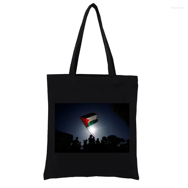 Bolsas de compras grátis Palestina Gaza Síria Bolsa de lona Bolsa engraçada Bolsas de compras casuais Tote de moda feminina Bolsa feminina