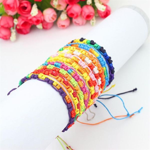 Pulseira de marca bohemiana tecer algodão Bracelet Bracelet de corda tecida Bracelets de amizade273b
