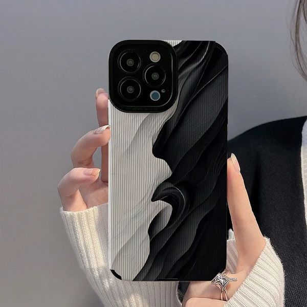 Custodia per telefono antiurto retro bianco nero per iPhone 15 14 13 12 11 Pro Max 14 15plus 7 8 Plus SE X XR XS Max Custodie con cover posteriore morbida marmorizzata Accessori 350 pezzi