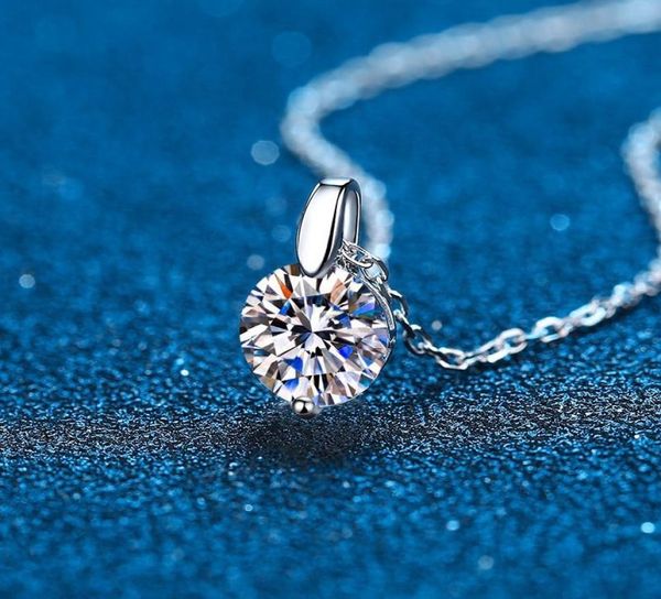 100 Moissanit 925 Sterling Silber 3CT Rundschliff Diamant Solitär Anhänger Halskette für Damen Herren Versprechen Geschenk Schmuck2790723