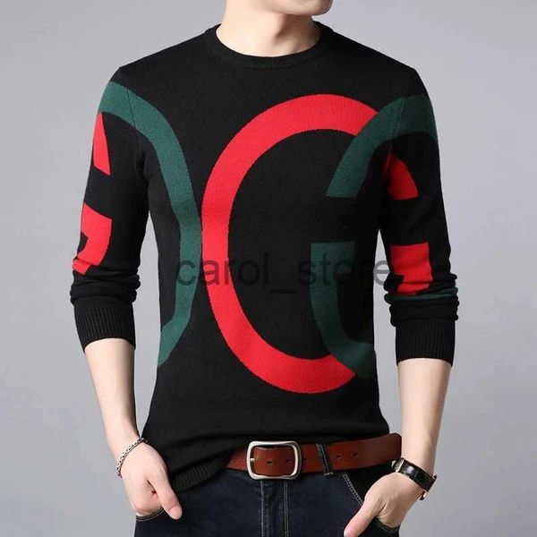 Suéteres masculinos Moda Sweater de estilo coreano Novo chegada Autumn inverno slim masculino machado suéter adolescente menino adolescente masculino com letras j231225