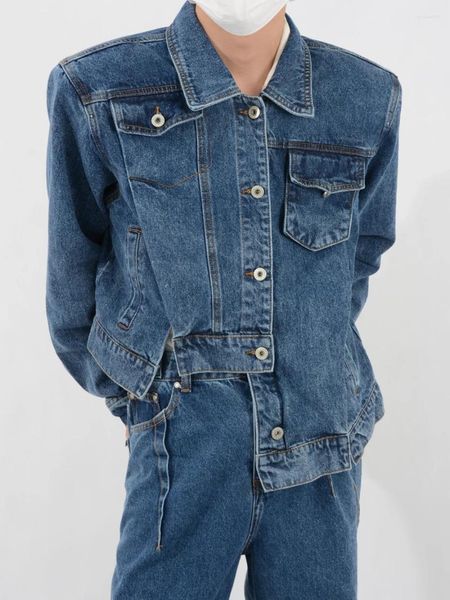 Jackets masculinos Versão coreana de jaqueta jeans curta irregular