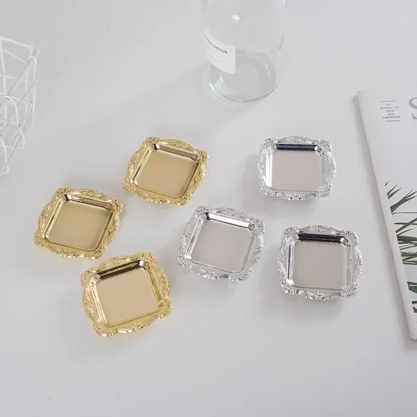 Piatti da 20 pezzi in oro stoccaggio mini vassoio per torta argentata per la frutta gioielli di gioielli in plastica sushi per decorazioni per la casa