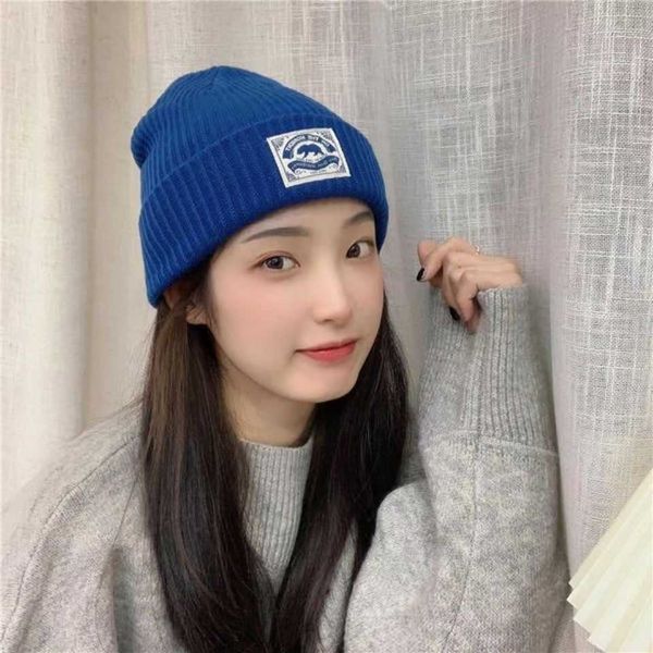 Beanie Kafatası Kapakları Şapka Kadın Sonbahar ve Kış Yün Şapka Öğrenci Düz Renk Bez Standart Soğuk Koreli Güzel Sıcak Erkek Çift Örme