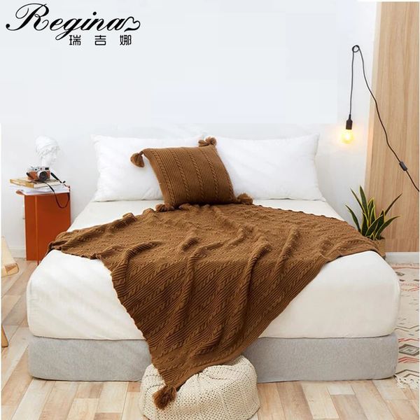REGINA Marke Twist Stripe Decke für Bett, nordischer Stil, niedliches Quasten-Design, Sofa, lässiger Überwurf, hautfreundliche Tagesdecke 231225
