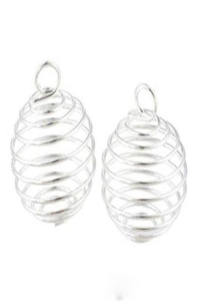 100 pzlotto Argento Placcato Spirale Perline Gabbie charms Pendenti Risultati 9x13mm Creazione di Gioielli DIY5894825