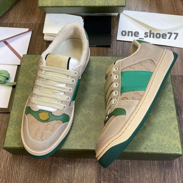 Casual Shoes Screener Designer Sneaker Dirty Beige Butter Leder Italien Marke Distressed Green Red Stripe Canvas Schuhtrainer Klassiker