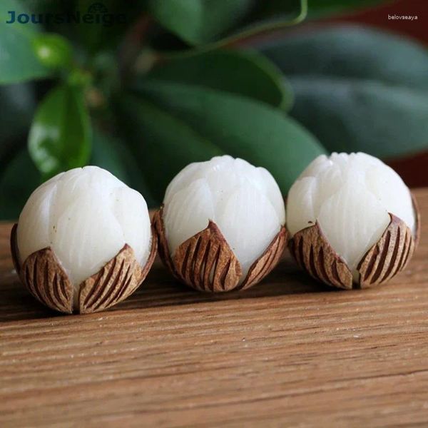 Manual de atacado de fios esculpido três camadas Lotus White Natural original Bodhi Buda Bead Diy Hand String Pingente Jóias Acessórios