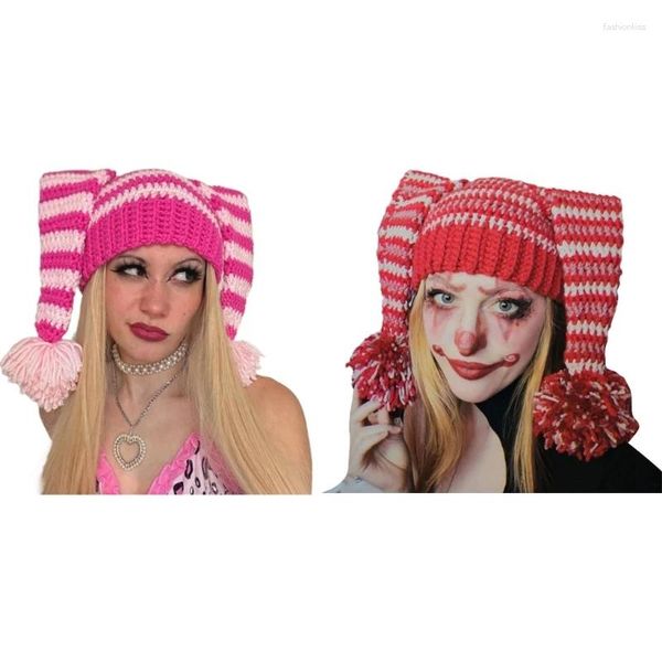 Beretti ragazze clown Hat Y2K Orecchie a maglia Gift all'uncinetto inverno caldo