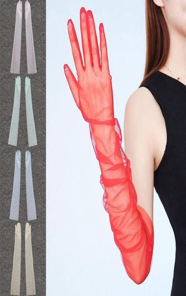 Летние женщины Ультратонкие солнцезащитные кремы для перчатки Hallowe 70 см Сексуальные кружевные перчатки сетчатой ​​пряжи с полным пальцем с сенсорным экраном перчатки11640039