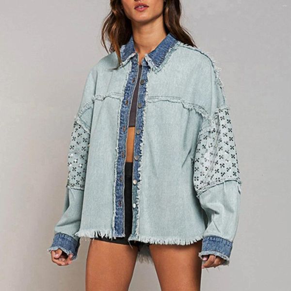 Jaquetas femininas jeans jaqueta básica botão para baixo cabido mangas compridas colete moletom vintage outono outerwear para mulher