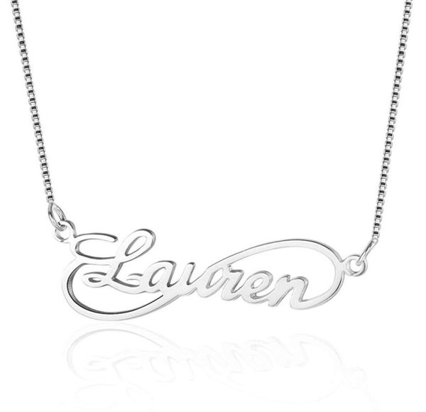 Infinito amor feminino nome colares 8 forma personalizado 925 prata esterlina árabe russo nome colar amantes presente ne101629 j1908200830