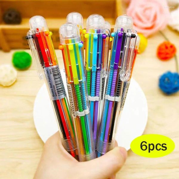 6Pcs Marker Kugelschreiber Koreanische Kreative Schreibwaren Bunte Kinder der Schule Liefert 6 Farben In Einem Stift