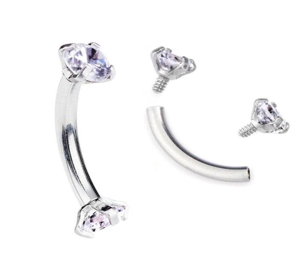 Orecchino trago filo interno zircone cubico acciaio inossidabile curvo bilanciere piercing sopracciglio anello gioielli per il corpo2496690