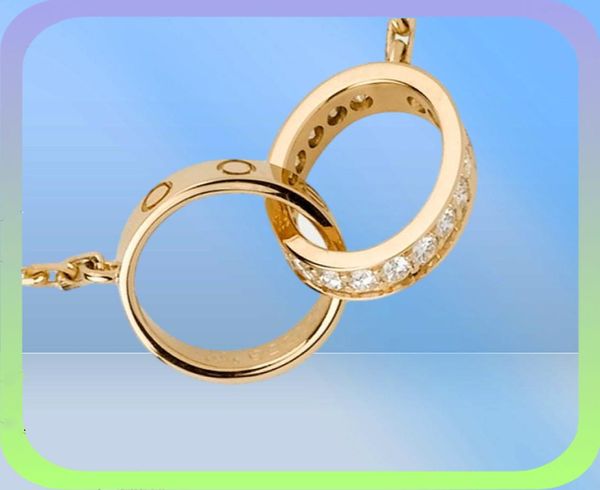 Дизайнерские ювелирные изделия, любовные ожерелья, розовое золото, платина, бриллиантовая цепочка, винт, двойной круг, ожерелье, кулон для женщин, нержавеющая сталь we6476853