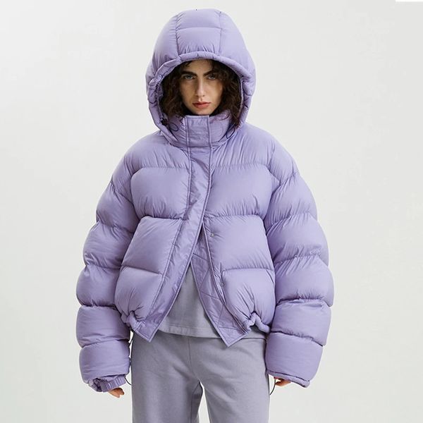 Короткая пушистая куртка-пуховик Janveny, женская утепленная теплая женская парка, 90% белое пальто на утином пуху, свободная зимняя верхняя одежда с капюшоном 231225