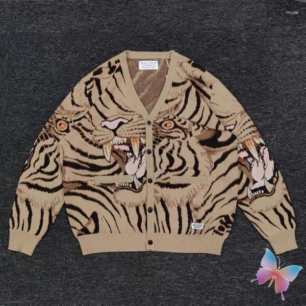 Camisolas masculinos outono Inverno Japonês Japonês Sweater Wacko Tiger ToTem Cotton Yarn deco