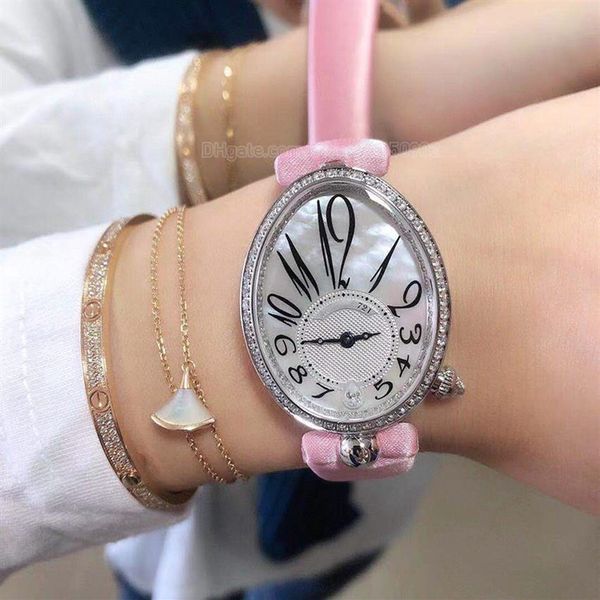 Движение часов женского розового золота часов для женщин оротологии Механические наручные часы Алмазные рамки Водонепроницаемый кожаный ремешок розовый полоса 300F