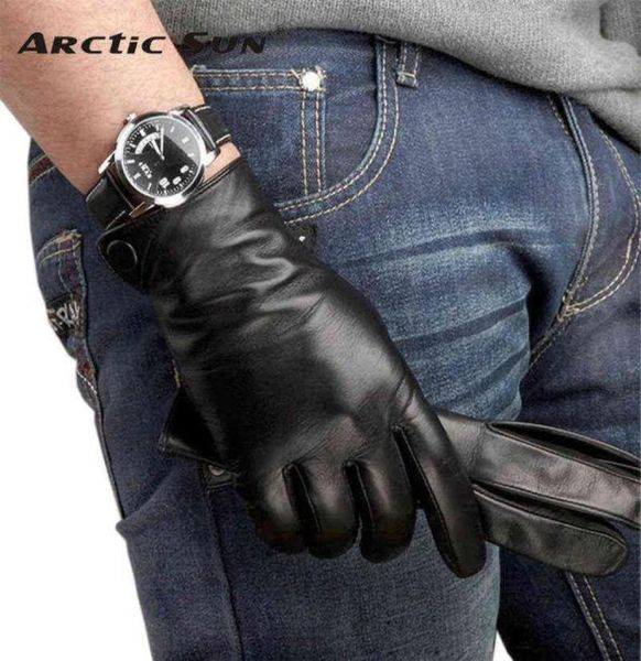 Модные мужчины настоящие перчатки для овчины сплошной зимней ягматической кожи для мужской теплой водительской перчатки M001NC T2208152699613