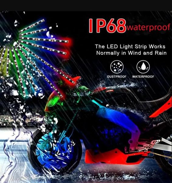 Beleuchtung Motorradbeleuchtung LED-Beleuchtungsset Rgb Mticolor Accent Glow Neonstreifen mit Fernbedienung für Motorrad-Drop-Delivery-Handys