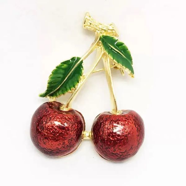 Pins Broschen Mode Kirsche Brosche Frauen Anzug Ausschnitt Abzeichen Kreative Pflanze Rote Frucht Emaille Pins Mädchen Schmuck Tasche Kleidung Zubehör Geschenke 231222