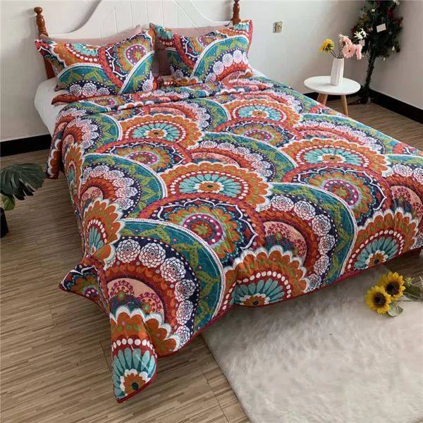 Floral Print Quilted Dispad na cama Patchwork Duvet Colcl Planta