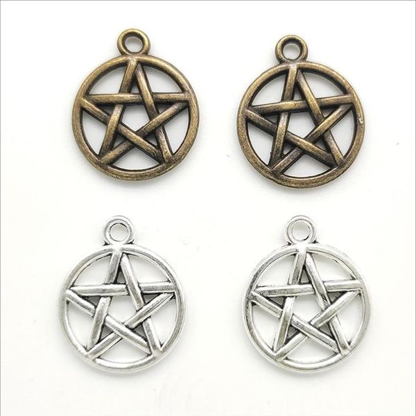 100pcs pentagram alaşım takılar kolye retro mücevher yapımı diy anahtarlık antik gümüş bronz kolye bilezik küpeler için 20x1234d