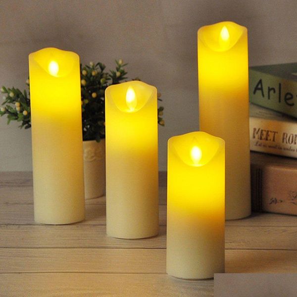 Velas 75cm elétrica parafina vela amarela cintilação led luz de chá aa bateria operada lâmpada de cabeceira sem chama crianças quarto noite 230808 dhbqd