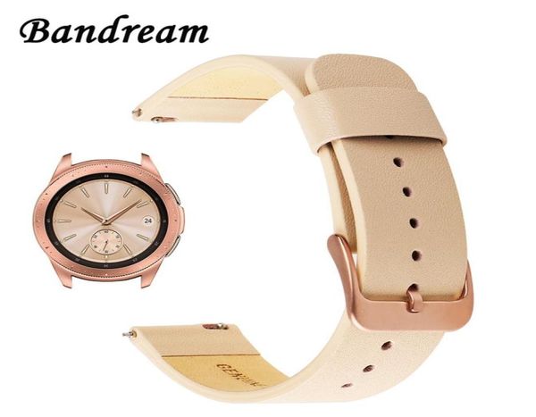 Ремешок для часов из натуральной кожи 20 мм для Samsung Galaxy Watch 42 мм R810 Быстросъемный ремешок Сменный ремешок Браслет на запястье Розовое золото Y16200145