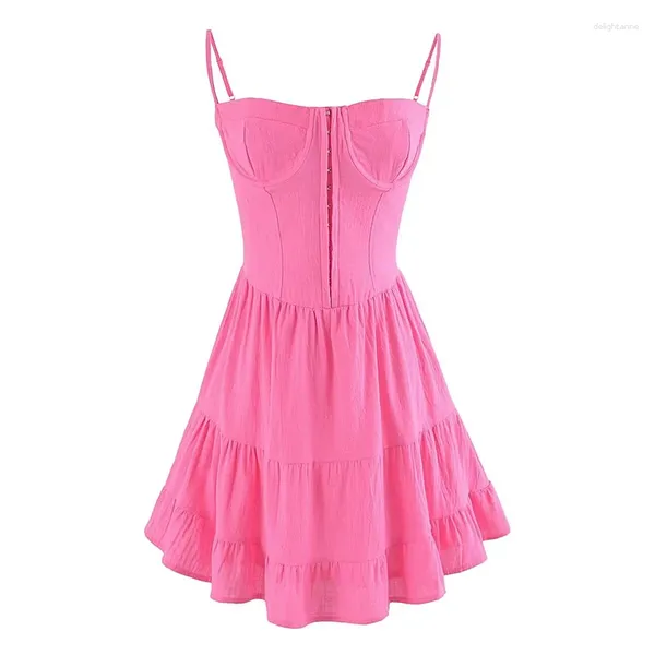 Повседневные платья YENKYE, розово-красное сексуальное платье на бретельках, летнее женское платье без рукавов с косточкой, облегающее мини-халат на бретельках для вечеринки и отдыха