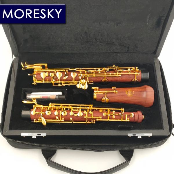 MORESKY Oboe professionale in chiave C di sequoia semi/completamente automatico in palissandro stile cupronichel placcato in oro S16