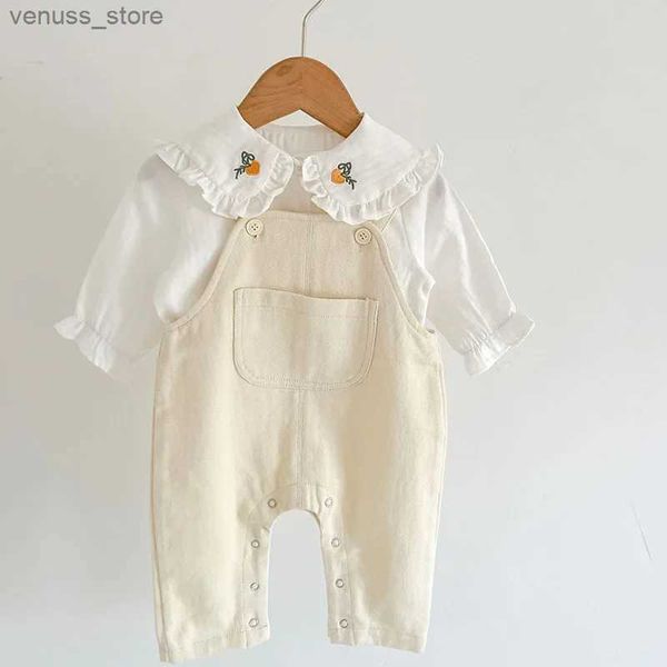 Roupas conjuntos de roupas para crianças roupas infantil meninas roupas de menina conjunto de mangas compridas camisa bordada+jeans de jeans de jumbo -devão