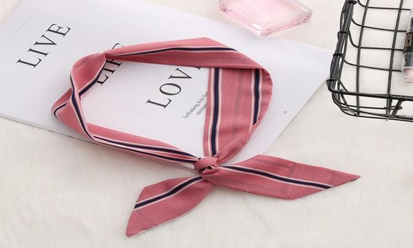 Корейский стиль женские девочки весна лето элегантное цветочное шелковое шарф мини -шикарные ленты для головного повязки многоцветные винтажные галстуки для волос 9922348
