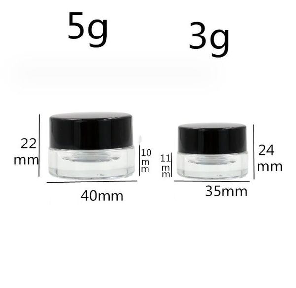 5 ml Mini -Glas Glas klares Nachfüllglasflasche Weit Mund Mini Flaschen -Jar -Töpfe mit schwarzer Kappe Lagerhalter Hülle für Öl Lippenbalsam Wachs Kosmetik