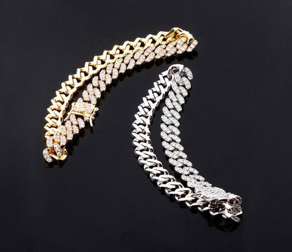 Gioielli di design Catene ghiacciate Uomo Donna Cavigliere Hip Hop Braccialetti con diamanti alla caviglia Oro argento Collegamento cubano Accessori moda Char4372357