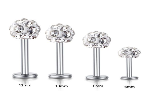 Ganzkörperschmuck Labret-Ringe Edelstahl Shaballa Kristall Discokugel Lippenpiercing-Schmuck 16G Lippenring 30 Stück7032201