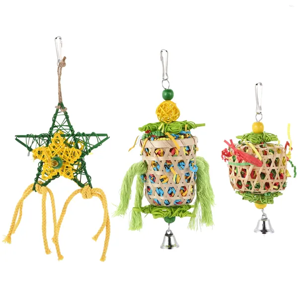 Outros pássaros suprimentos 3 PCs Parrot Toy Pet Birds Concluindo gaiolas grandes Papagaios grandes mastigando a forragem de brinquedos