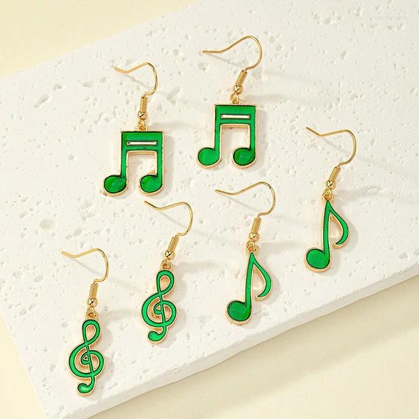 Note di orecchini a pennagliera Musica Black and Green Asimmetric Set Women Girl Party Accessorio Gioielli Bijoux 2023 Gift Wholesale