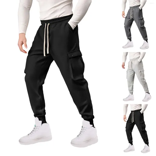Pantaloni da uomo imbottiti pantaloni della tuta coulia che jogging ad alto comfort piega casual gamba calza da ragazzo carino