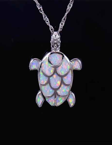 Interi gioielli di moda al dettaglio fine bianco opale di fuoco tartaruga marina pietra ciondoli e collana per le donne PJ170827137912897