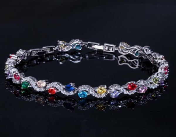 Mulheres requintadas pulseiras jóias charme pulseira redonda suíça aaa zircônia cúbica vermelho branco verde rubi 18k banhado a ouro prata2857699