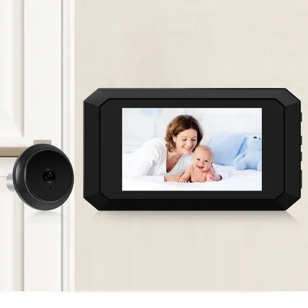 Kapı Zilleri Dijital Sihirli Göz Elektronik Vizör Gece Görme Güvenlik Kapı Viewer PO Kayıt Peephol Kamera 3.97in LCD Ekran